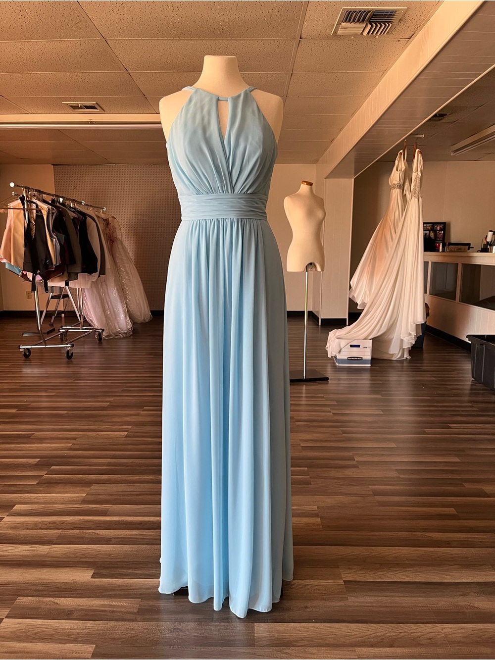 Light Blue Halter Maxi Dress
